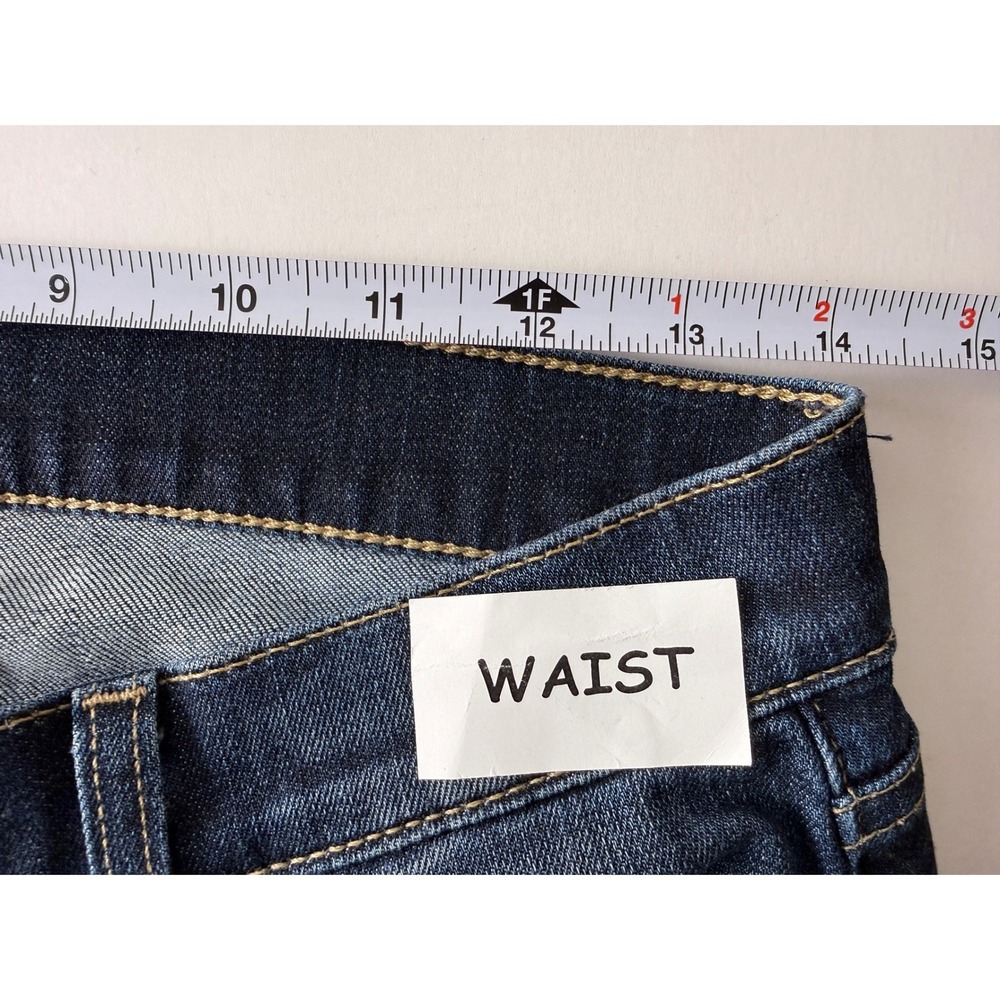 Hudson Crop Muse Skinny Factory Distressed with 5" Cuff Size 28 Dark Wash Jeans - Picture 7 of 14